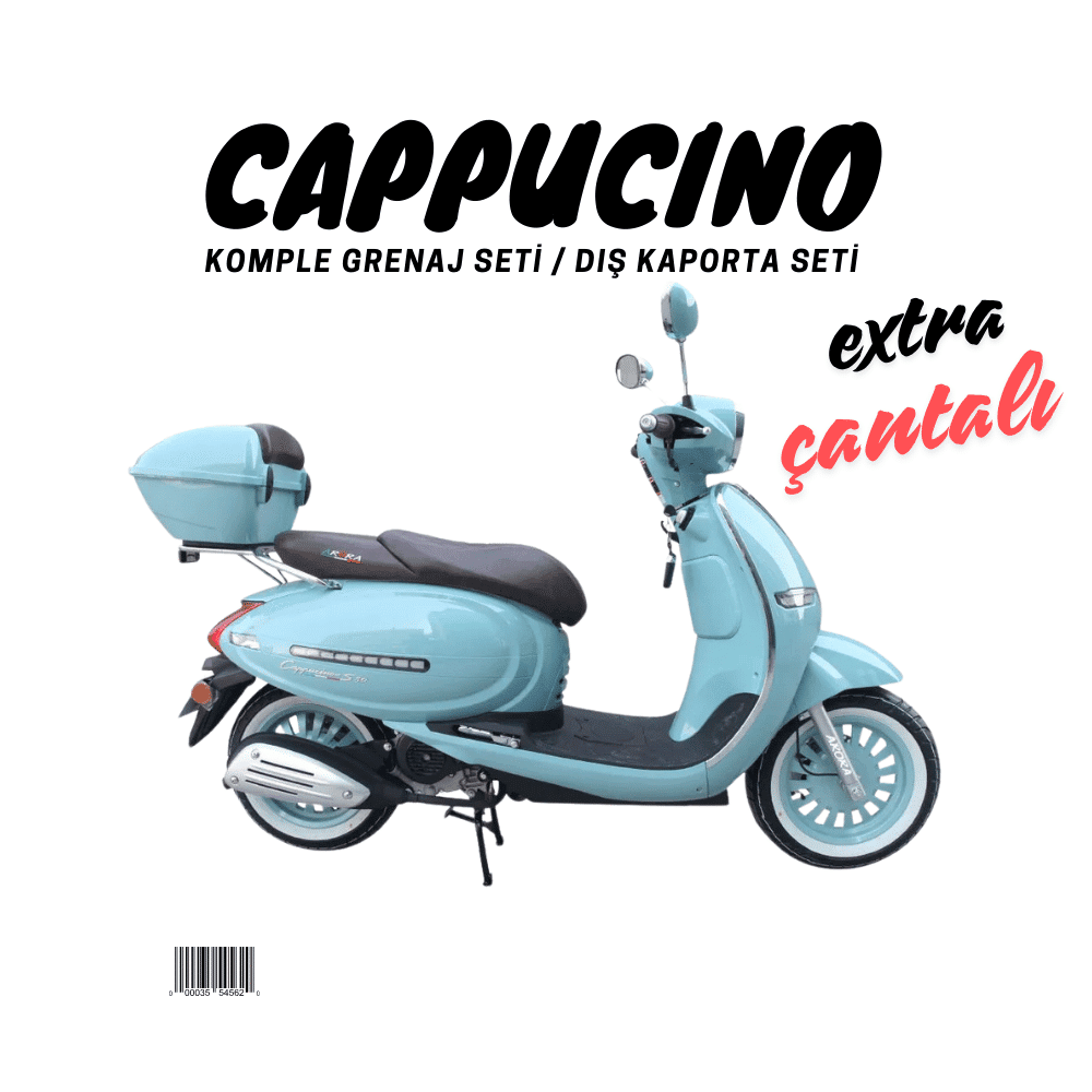 arora-cappucino-turkuaz-grenaj-seti.png Arora Cappucino Turkuaz 50cc ve 125cc Grenaj Seti 21 Parca + Çantalı - Görsel 1